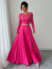 Completo Top velato e gonna lunga spacco