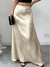 Gonna lunga a vita alta e con stampa effetto metallico e linea a sirena