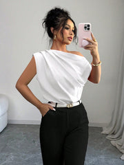 Top asimmetrico drappeggiato