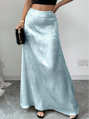 Gonna lunga a vita alta e con stampa effetto metallico e linea a sirena