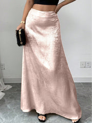 Gonna lunga a vita alta e con stampa effetto metallico e linea a sirena