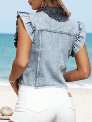 Giacca casual in denim con rouches