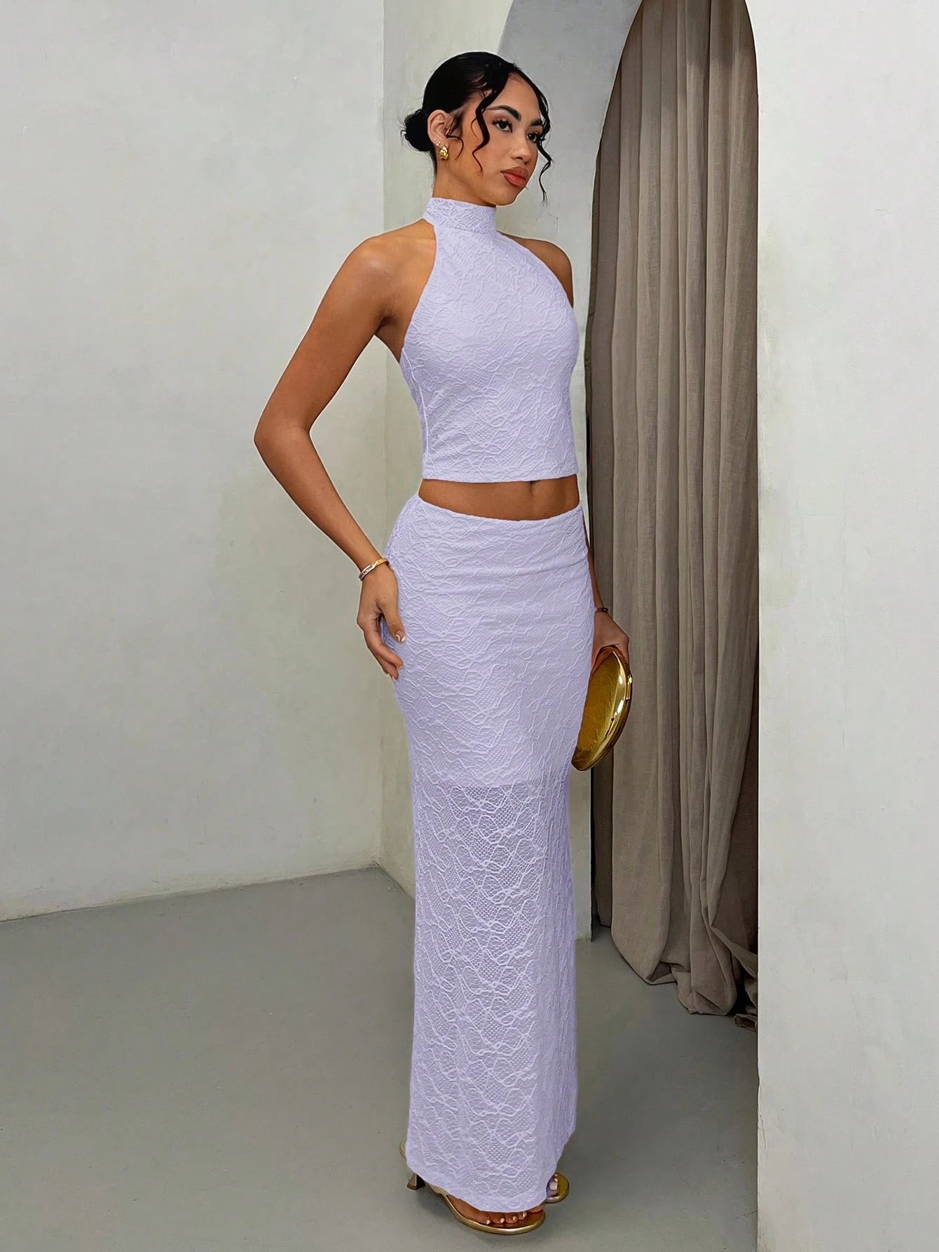Completo Top e gonna lunga in pizzo