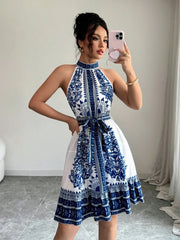 Abito bohemien corto scollo americana