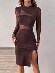 Abito midi trasparenze con spacco