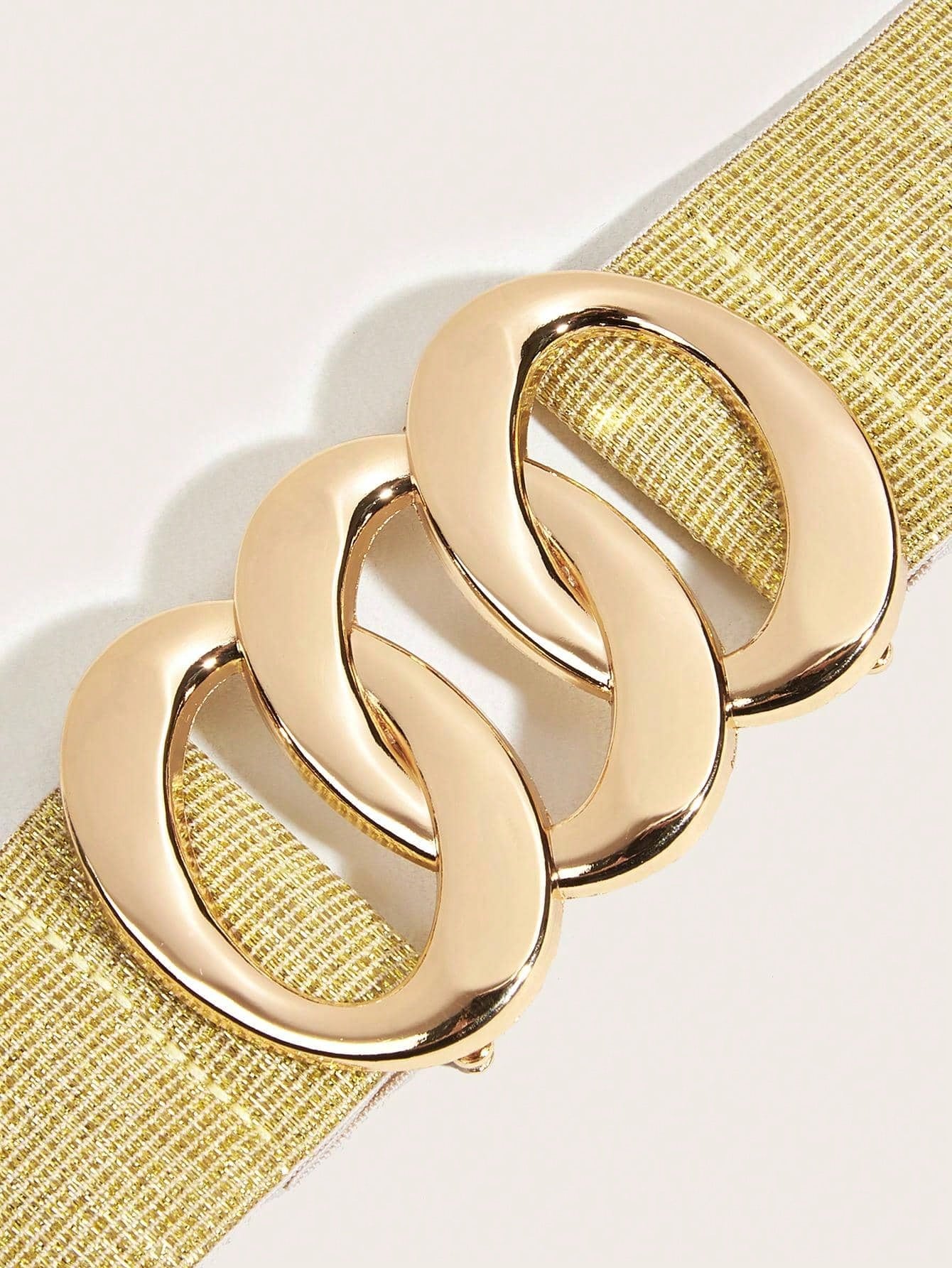 LEACOOLKEY Cintura Elastica Da Donna Spessa Vintage Elasticizzata Con Fibbia In Oro Per Abiti, Beige., (70cm)Fit Taille Größe 66-74cm - Foto 7